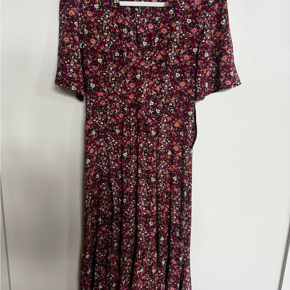 ba&sh Pink Flutter Sleeve Midi Sundress